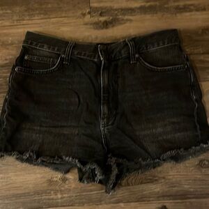 Stretch high-rise girlfriend BDG shorts. Black denim